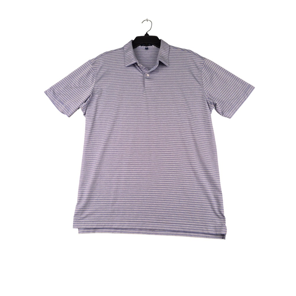 Peter Millar Crown Crafted Mens Blue Gray Stripe Polo Shirt MF21EK501S Large